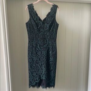 Eliza J Brand Elegant Green& Black Lace Dress